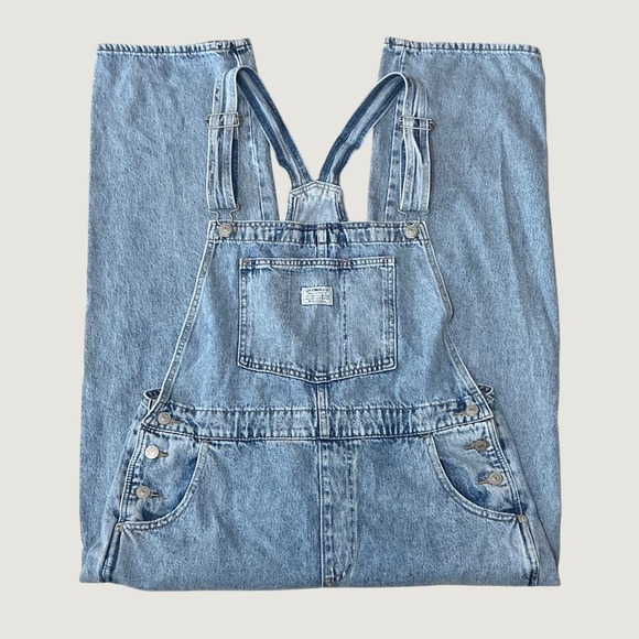Levi's Denim - Levi's Overalls Dungarees Light Wash Blue Straight Leg Denim Women's Size Large